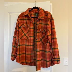 Women’s Shirt Jacket Plaid Rust